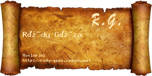 Rády Géza névjegykártya